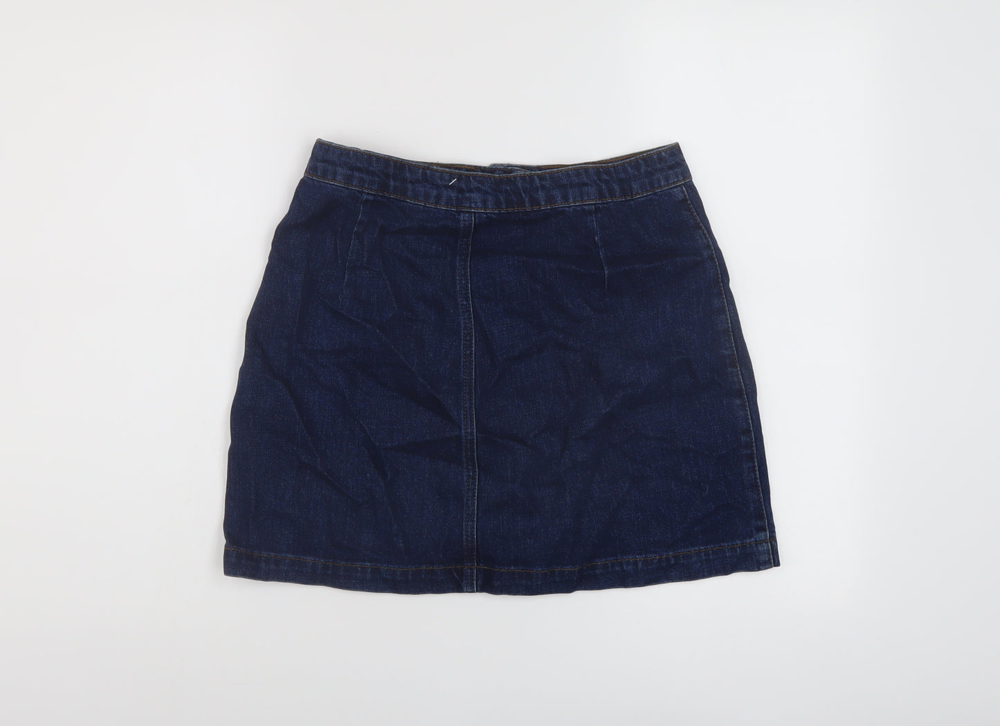 Topshop Womens Blue Cotton Mini Skirt Size 28 in Button