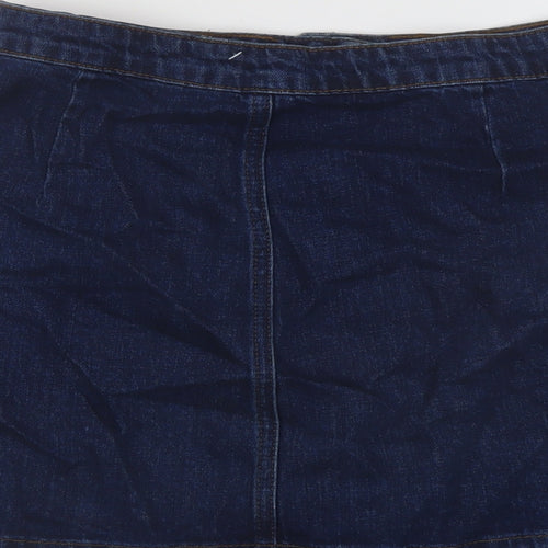 Topshop Womens Blue Cotton Mini Skirt Size 28 in Button