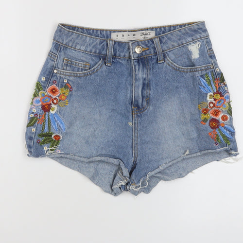 Denim & Co. Womens Blue Cotton Cut-Off Shorts Size 8 L3 in Regular Button