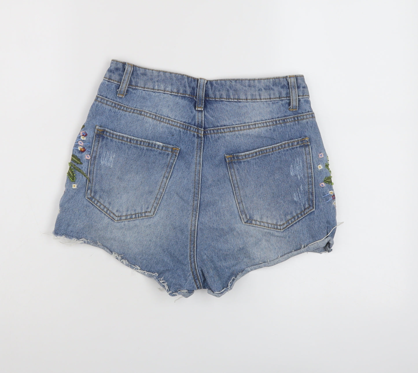 Denim & Co. Womens Blue Cotton Cut-Off Shorts Size 8 L3 in Regular Button