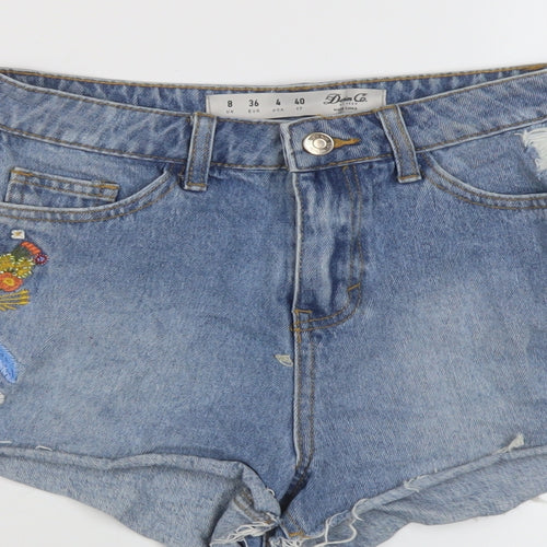 Denim & Co. Womens Blue Cotton Cut-Off Shorts Size 8 L3 in Regular Button