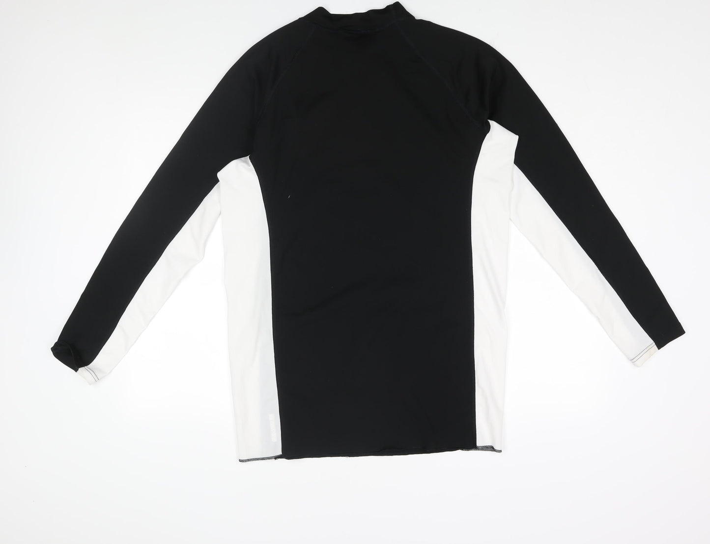 Speedo Mens Black Colourblock Polyester Pullover Casual Size L Mock Neck Pullover - Logo Swim Top