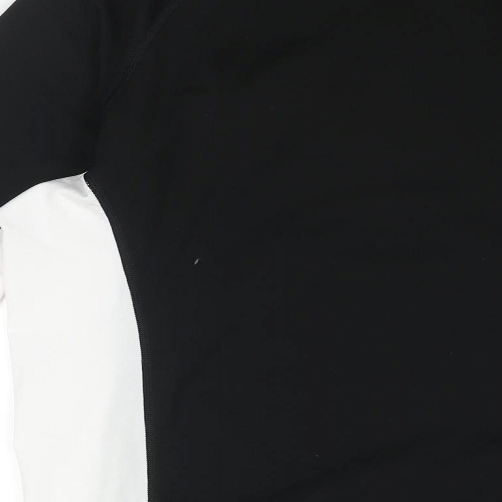 Speedo Mens Black Colourblock Polyester Pullover Casual Size L Mock Neck Pullover - Logo Swim Top
