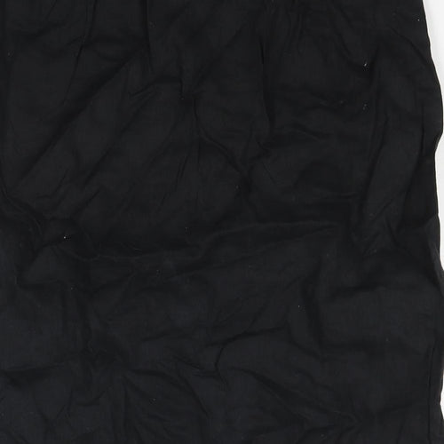 Wallis Womens Black Linen Straight & Pencil Skirt Size 14 Zip - Lace Detail