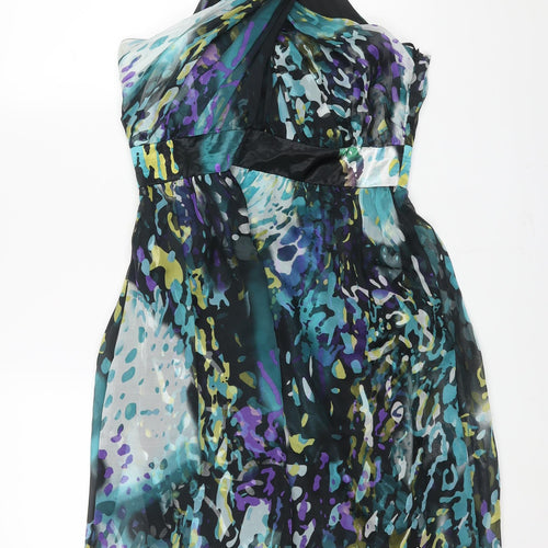 Miss Sizty Womens Multicoloured Geometric Polyester A-Line Size 10 Round Neck Zip - Rhinestone Detail