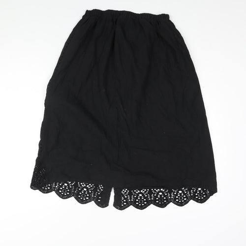 Promod Womens Black Cotton A-Line Skirt Size 10 Button - Lace Detail