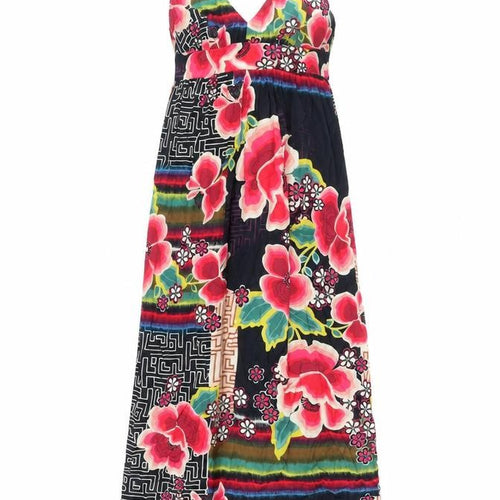 Promod Womens Multicoloured Geometric Viscose Maxi Size 12 Halter Zip - Floral Print