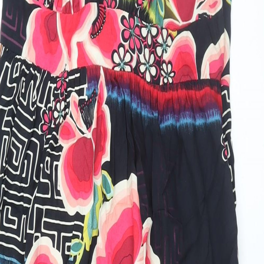 Promod Womens Multicoloured Geometric Viscose Maxi Size 12 Halter Zip - Floral Print