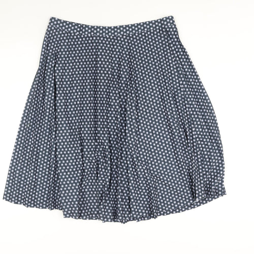 Marks and Spencer Womens Black Geometric Polyester Flare Skirt Size 18