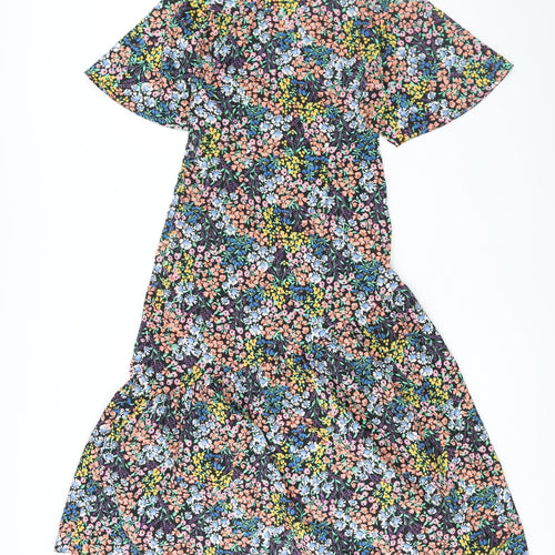 New Look Womens Multicoloured Floral Polyester Shift Size 8 V-Neck Zip
