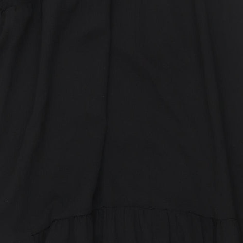 ASOS Womens Black Polyester Shift Size 8 Round Neck Button - Smocked Frill