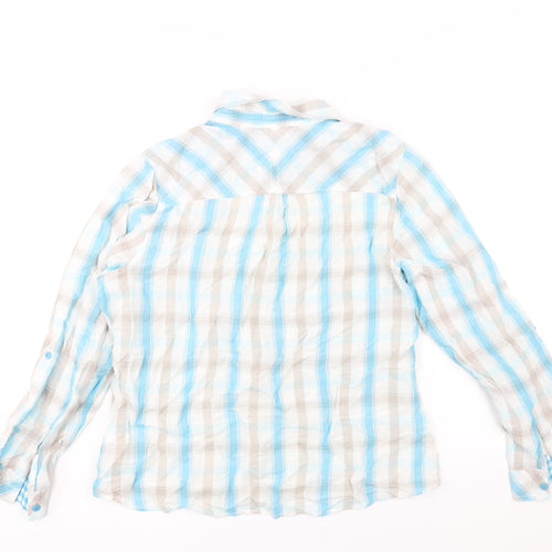 Marks and Spencer Womens Blue Check Cotton Basic Button-Up Size 16 Collared
