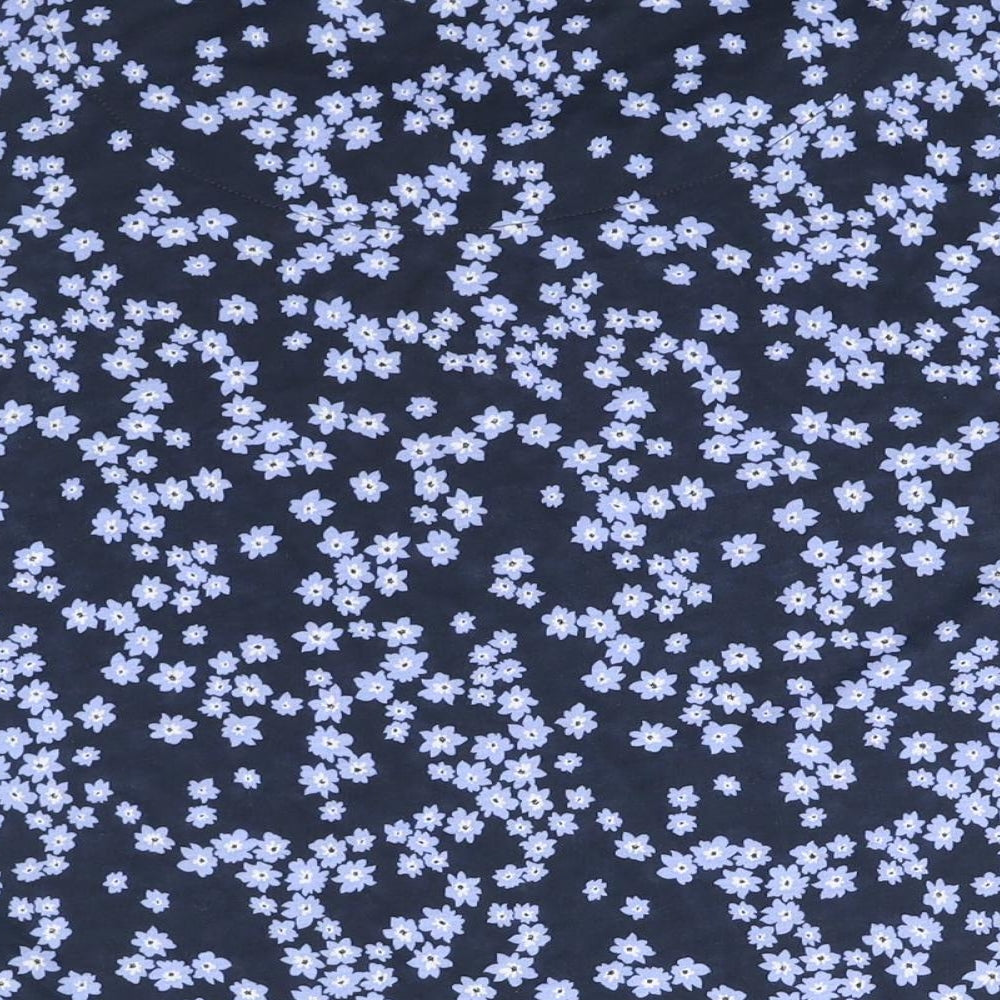 Marks and Spencer Womens Blue Floral Polyester Basic T-Shirt Size 18 Round Neck