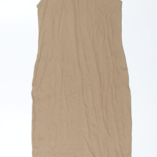 Zara Womens Brown Cotton Bodycon Size L Roll Neck Pullover - Ribbed