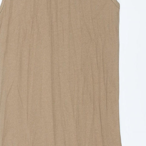 Zara Womens Brown Cotton Bodycon Size L Roll Neck Pullover - Ribbed
