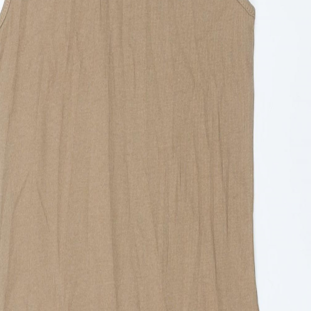 Zara Womens Brown Cotton Bodycon Size L Roll Neck Pullover - Ribbed