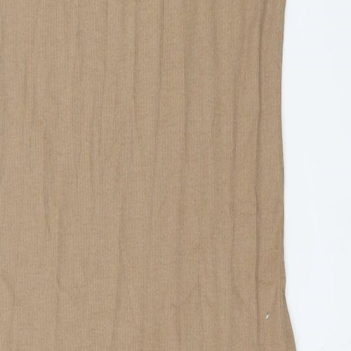 Zara Womens Brown Cotton Bodycon Size L Roll Neck Pullover - Ribbed