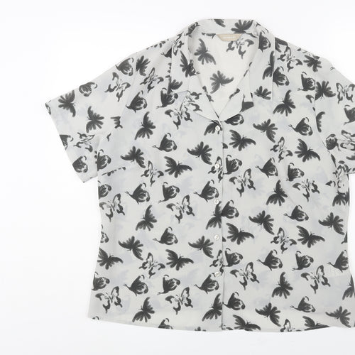 Anthology Womens Green Geometric Polyester Basic Button-Up Size 18 Collared - Butterfly Print