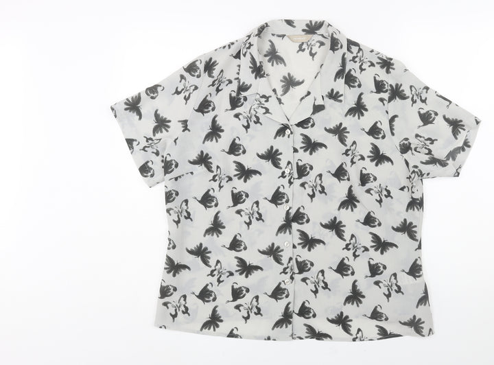Anthology Womens Green Geometric Polyester Basic Button-Up Size 18 Collared - Butterfly Print