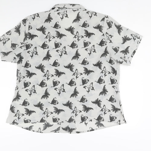 Anthology Womens Green Geometric Polyester Basic Button-Up Size 18 Collared - Butterfly Print