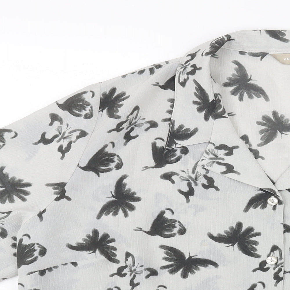 Anthology Womens Green Geometric Polyester Basic Button-Up Size 18 Collared - Butterfly Print
