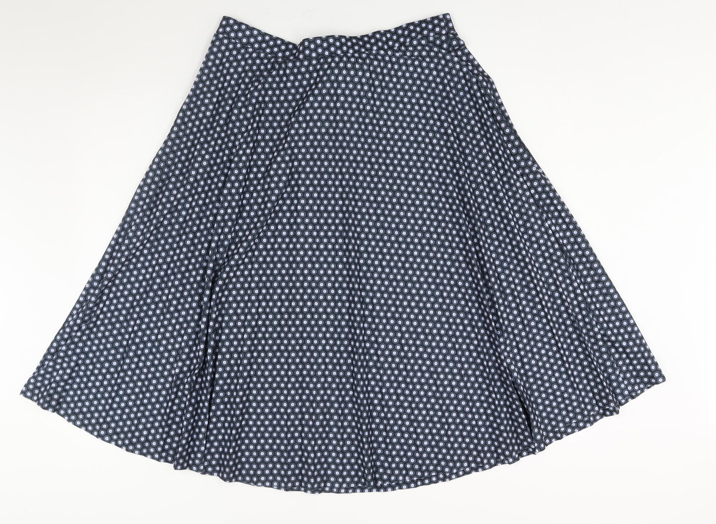Marks and Spencer Womens Blue Geometric Polyester Flare Skirt Size 16