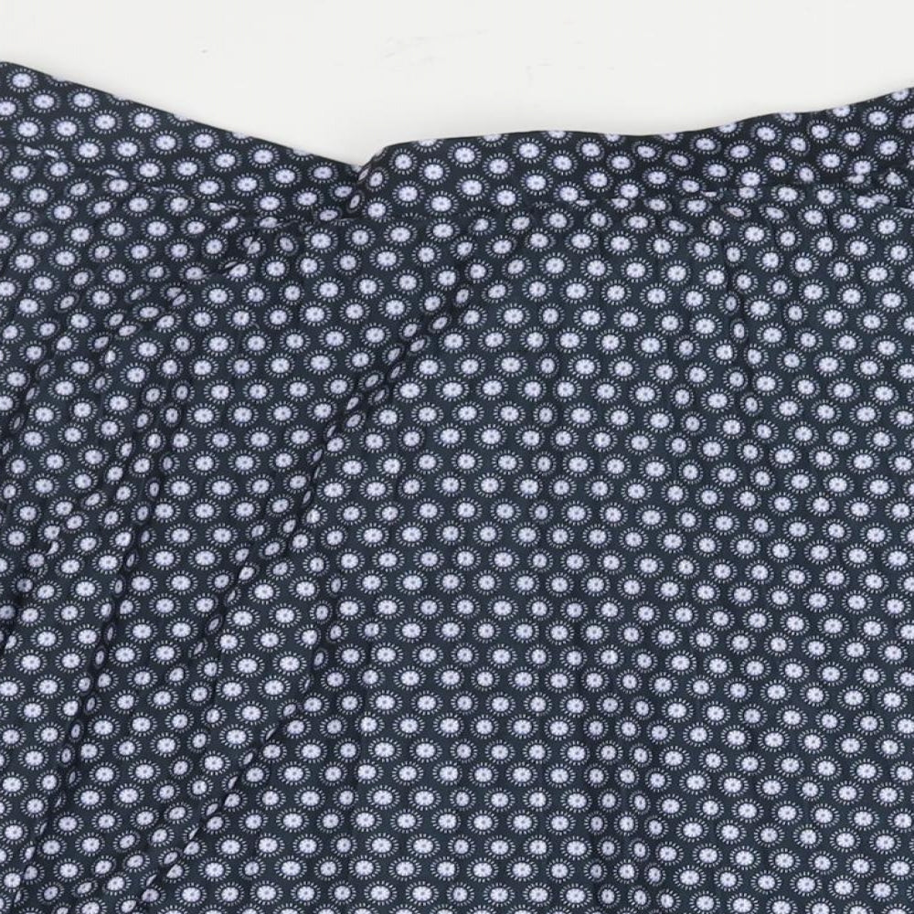 Marks and Spencer Womens Blue Geometric Polyester Flare Skirt Size 16