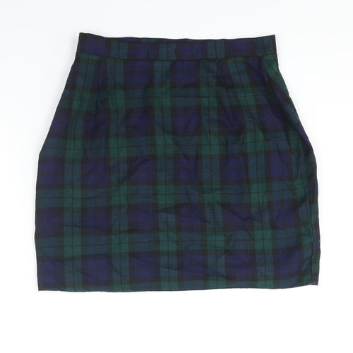 PRETTYLITTLETHING Womens Blue Check Polyester Mini Skirt Size 8 Zip