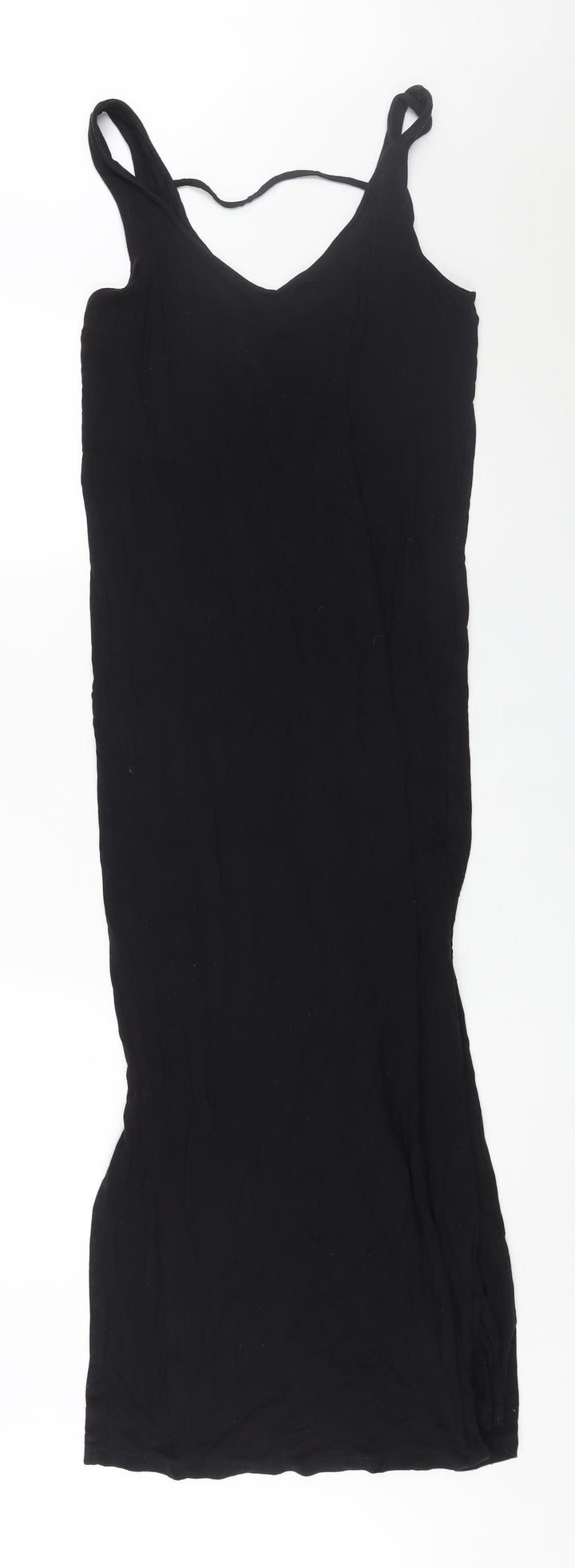 Marks and Spencer Womens Black Viscose Maxi Size 10 V-Neck Pullover