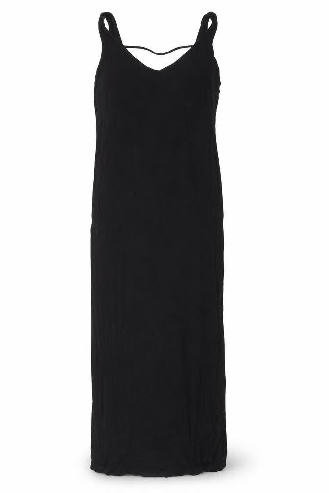 Front view of Marks & Spencer women’s black viscose maxi, size UK 10, v-neck pullover