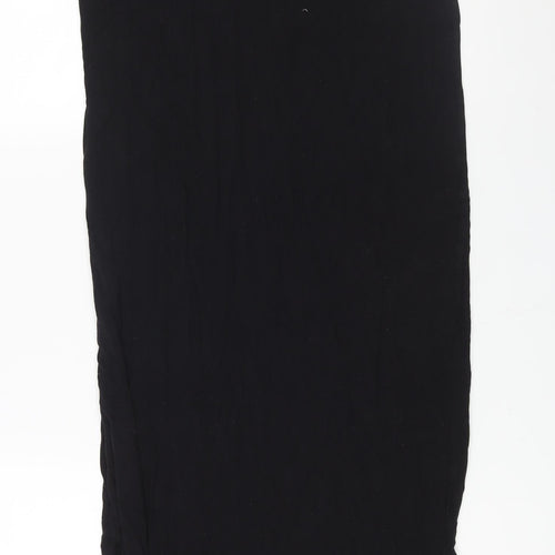 Marks and Spencer Womens Black Viscose Maxi Size 10 V-Neck Pullover