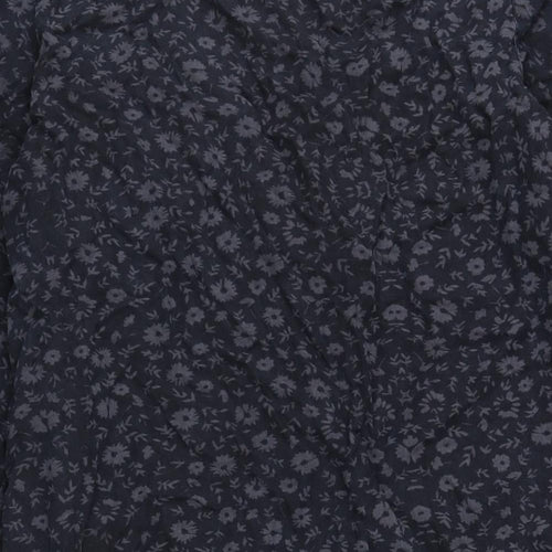 NEXT Womens Black Geometric Lyocell Shift Size 18 V-Neck Zip - Floral Print