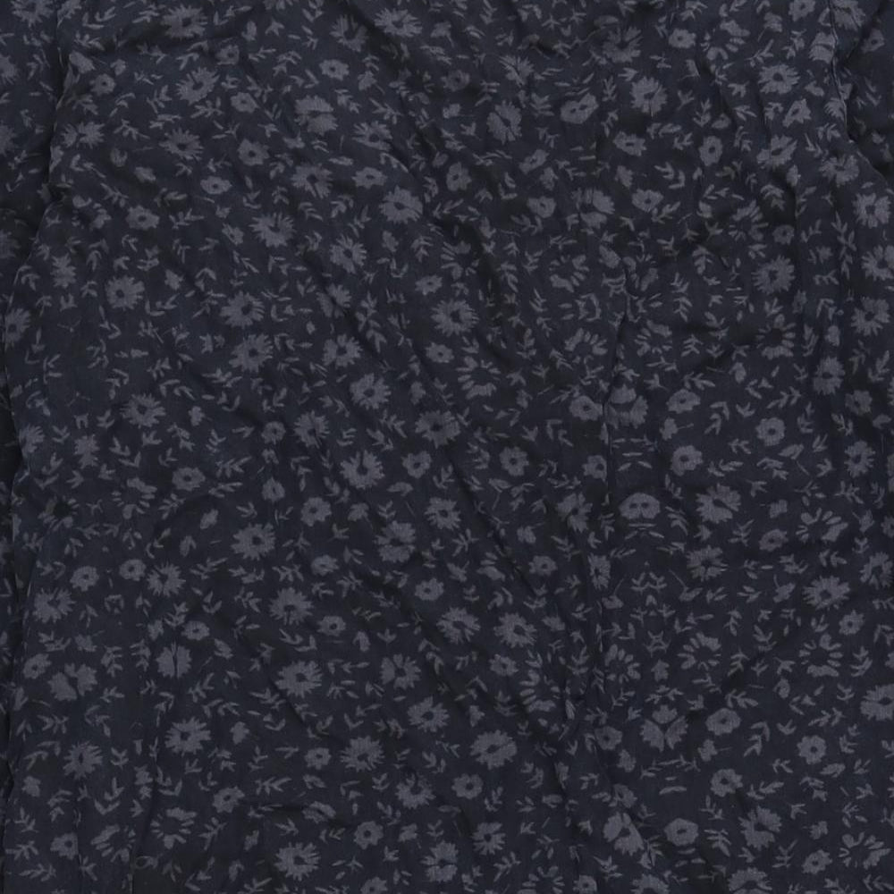 NEXT Womens Black Geometric Lyocell Shift Size 18 V-Neck Zip - Floral Print