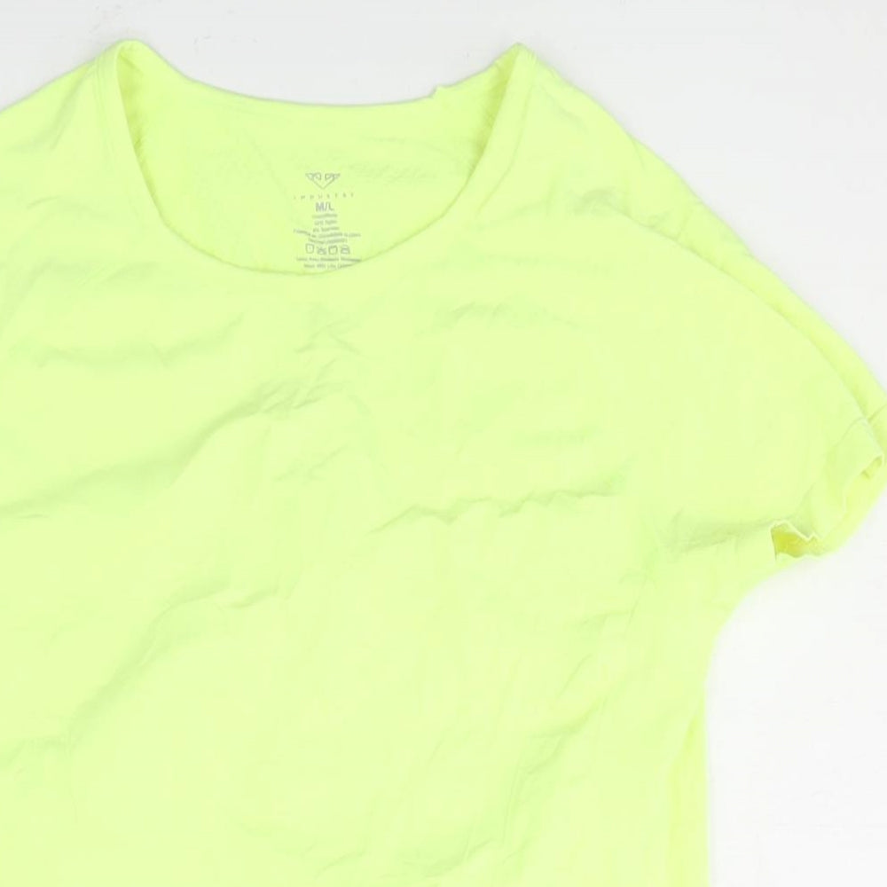 Industry Womens Yellow Nylon Basic T-Shirt Size M Round Neck Pullover