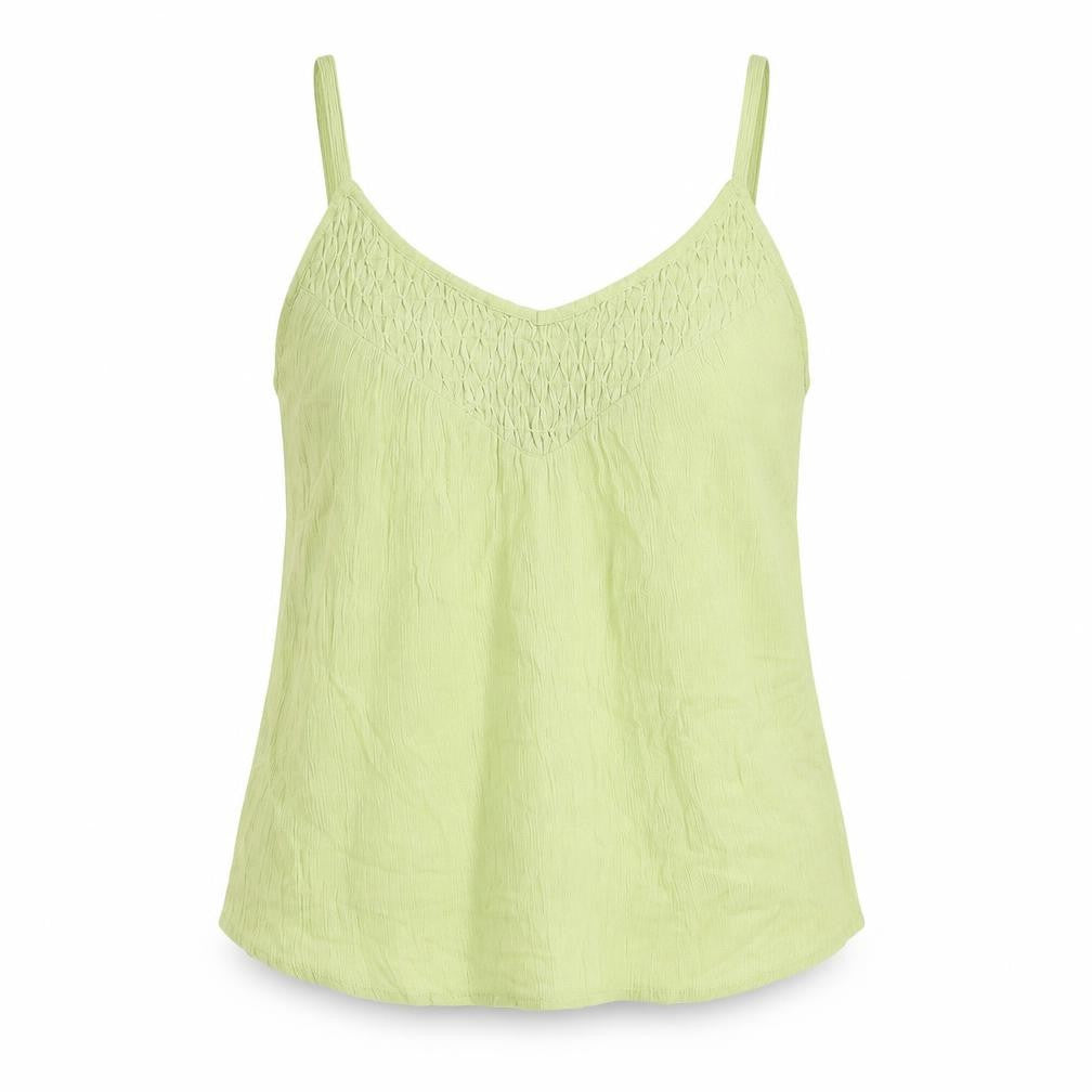 BHS Womens Green Cotton Camisole Blouse Size 14 V-Neck - Rouched Belted