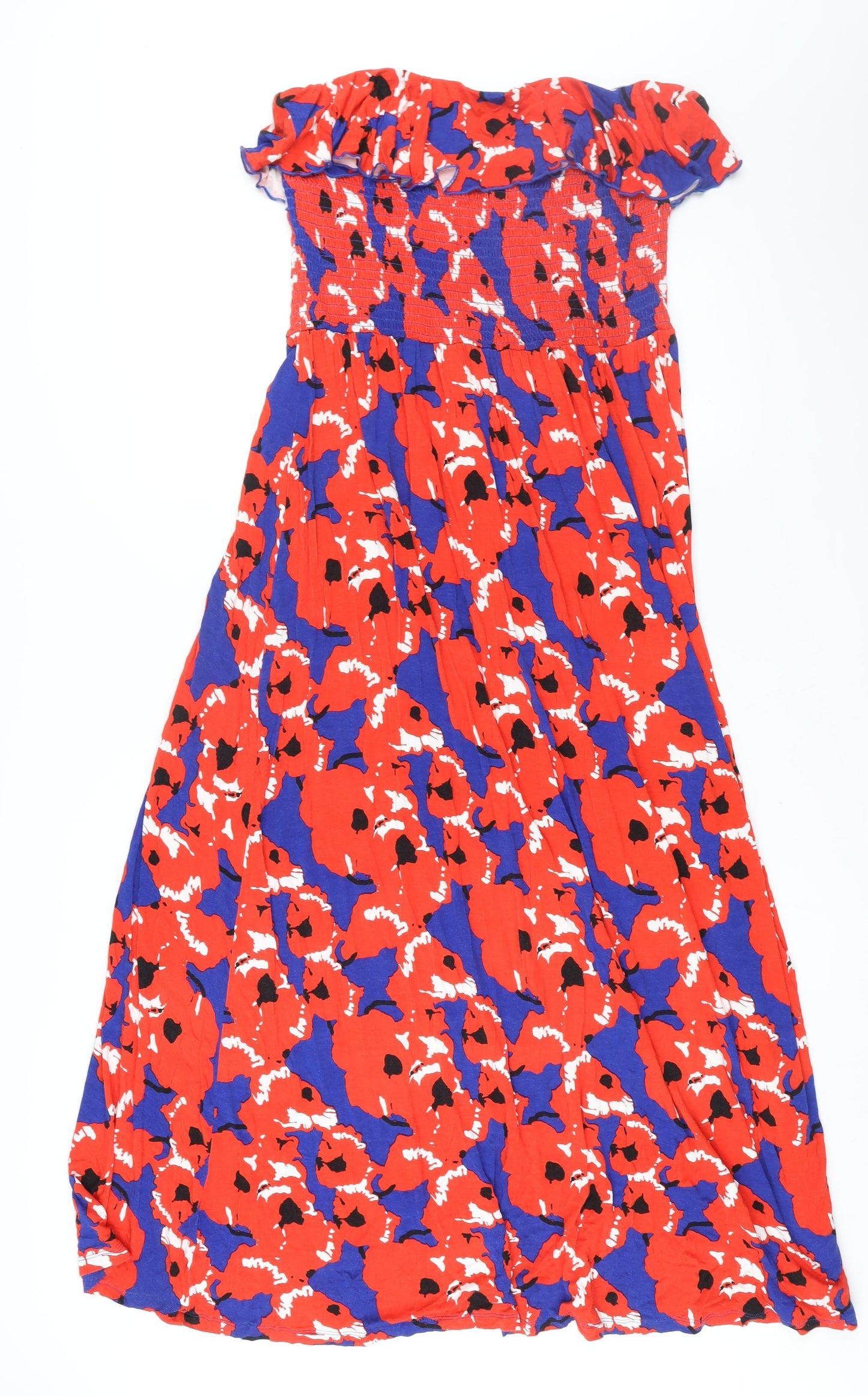 South Womens Multicoloured Geometric Viscose Maxi Size 20 Square Neck Pullover - Frill
