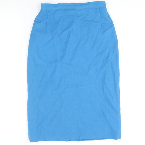 Jacques Vert Womens Blue Polyester Straight & Pencil Skirt Size 12 Zip
