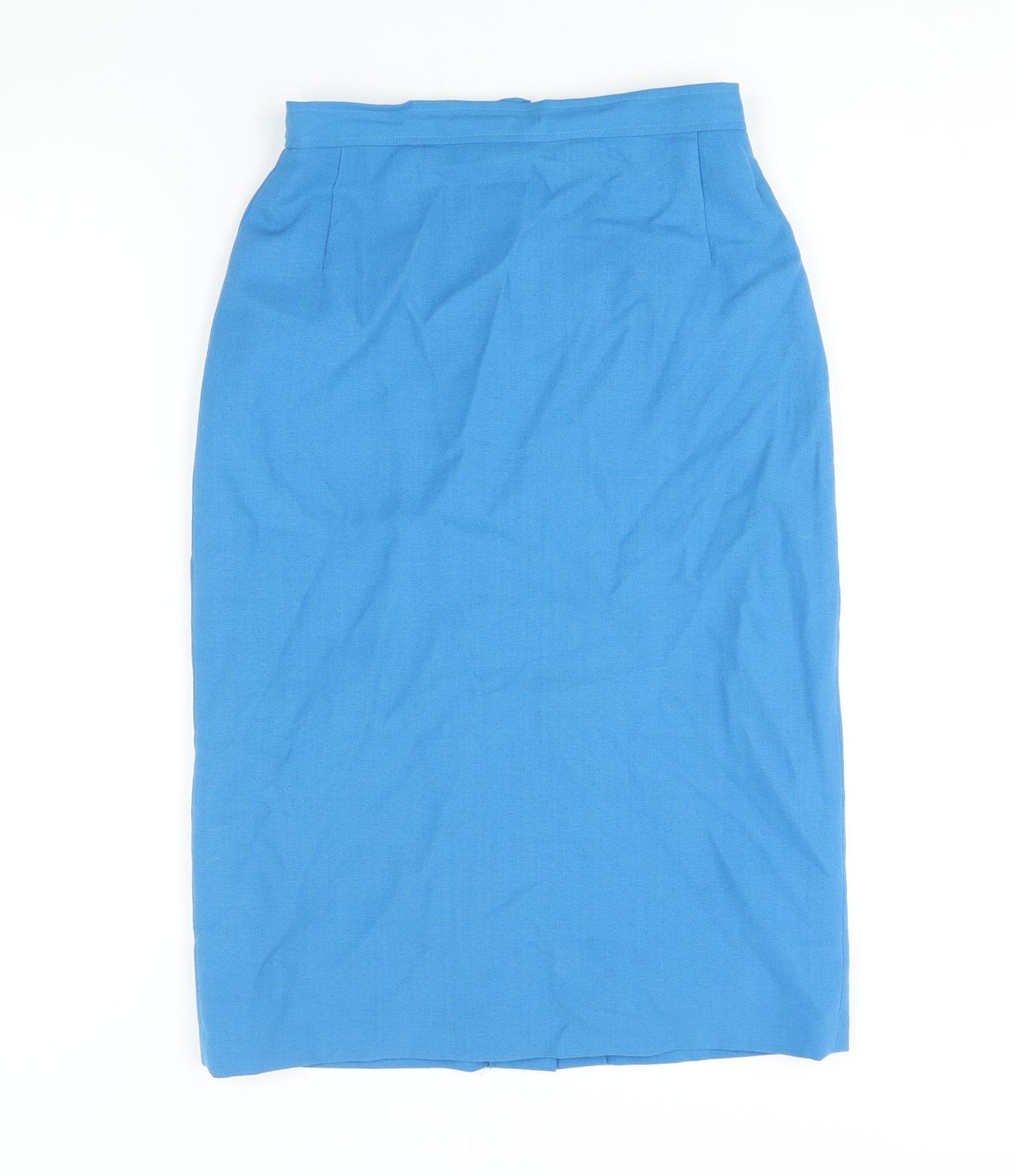 Jacques Vert Womens Blue Polyester Straight & Pencil Skirt Size 12 Zip