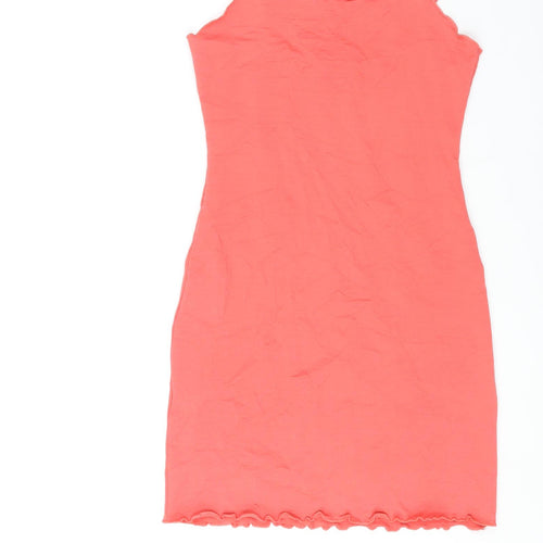 Mango Womens Pink Polyamide Mini Size S Square Neck Pullover