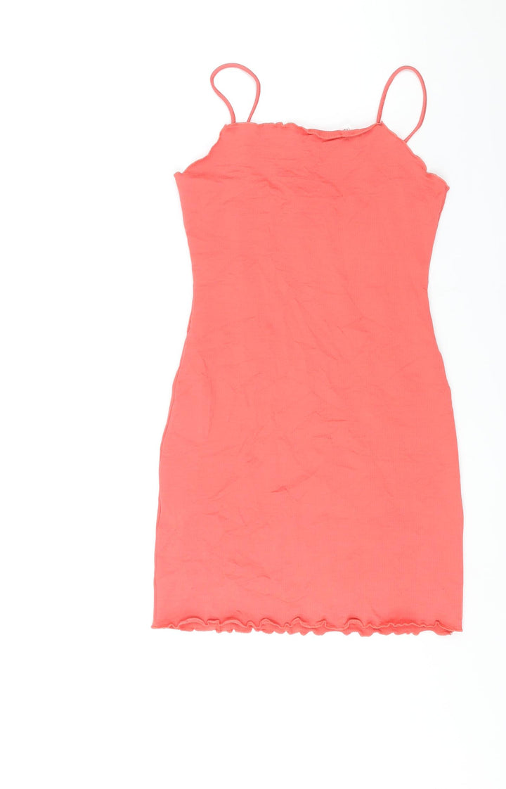 Mango Womens Pink Polyamide Mini Size S Square Neck Pullover