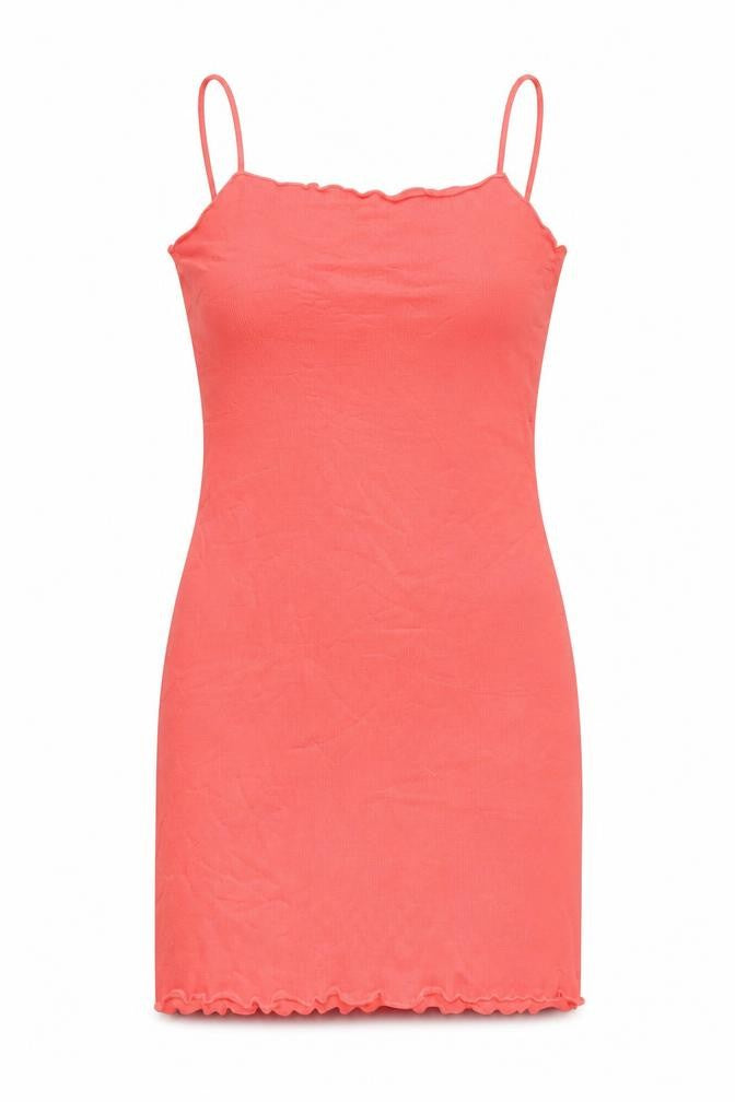 Front view of Mango women’s pink polyamide mini, size S, square neck pullover
