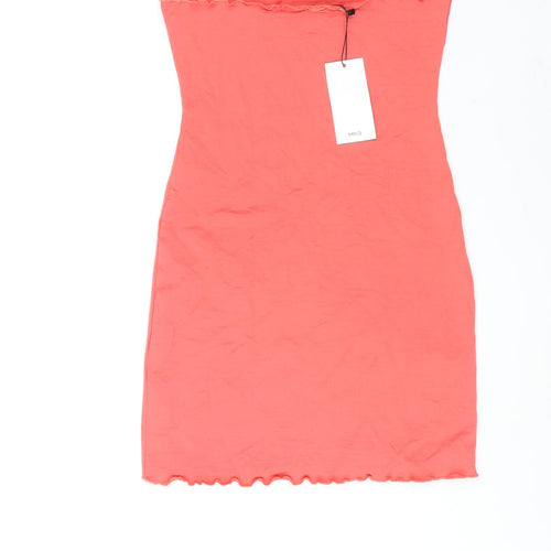 Mango Womens Pink Polyamide Mini Size S Square Neck Pullover