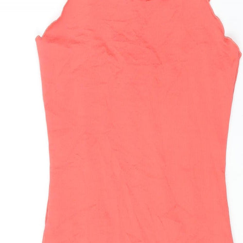 Mango Womens Pink Polyamide Mini Size S Square Neck Pullover