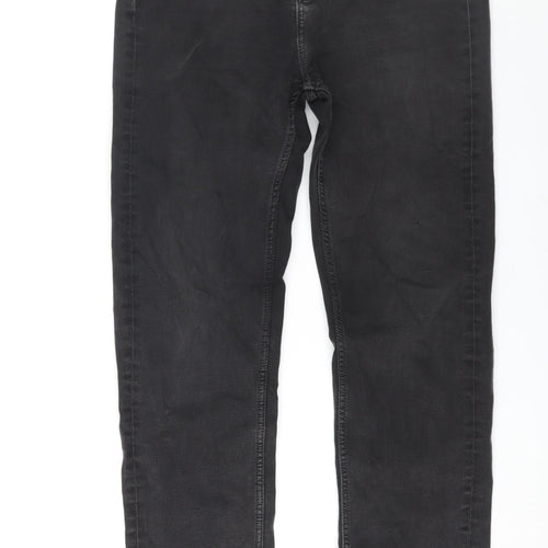 Marks and Spencer Womens Black Cotton Straight Jeans Size 12 L28 in Regular Zip