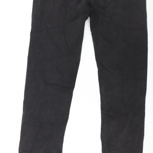 Marks and Spencer Womens Black Cotton Straight Jeans Size 12 L28 in Regular Zip