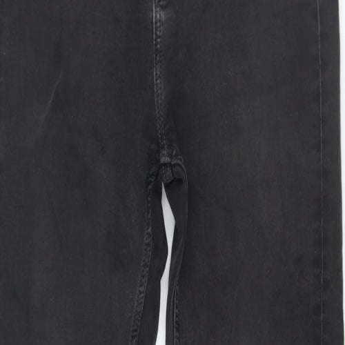 Marks and Spencer Womens Black Cotton Straight Jeans Size 12 L28 in Regular Zip