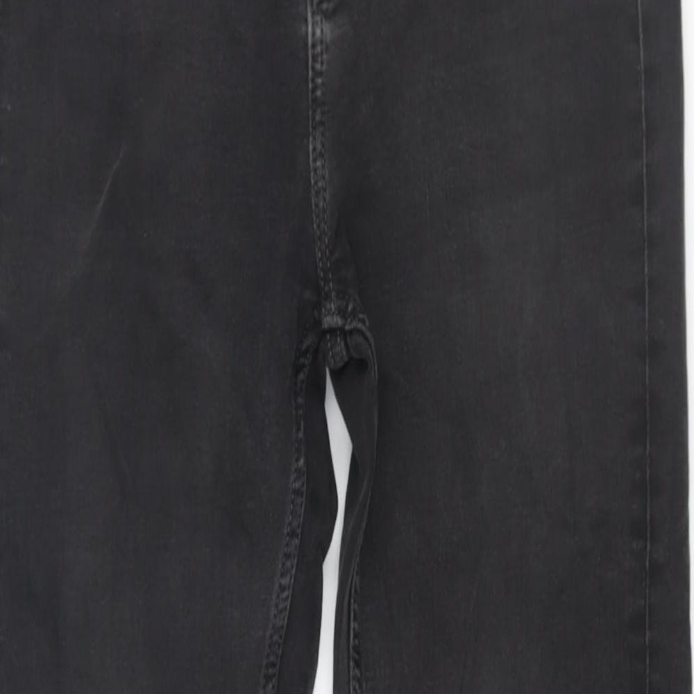 Marks and Spencer Womens Black Cotton Straight Jeans Size 12 L28 in Regular Zip