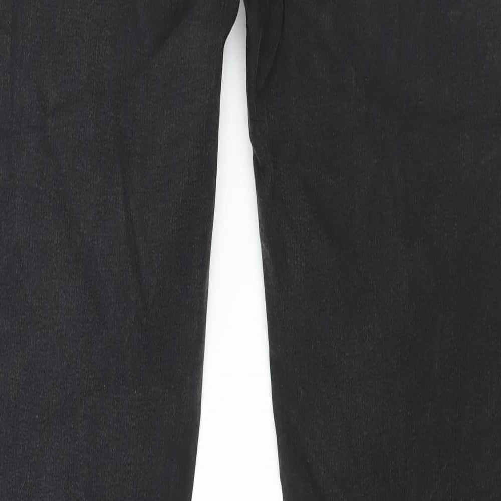 Marks and Spencer Womens Black Cotton Straight Jeans Size 12 L28 in Regular Zip