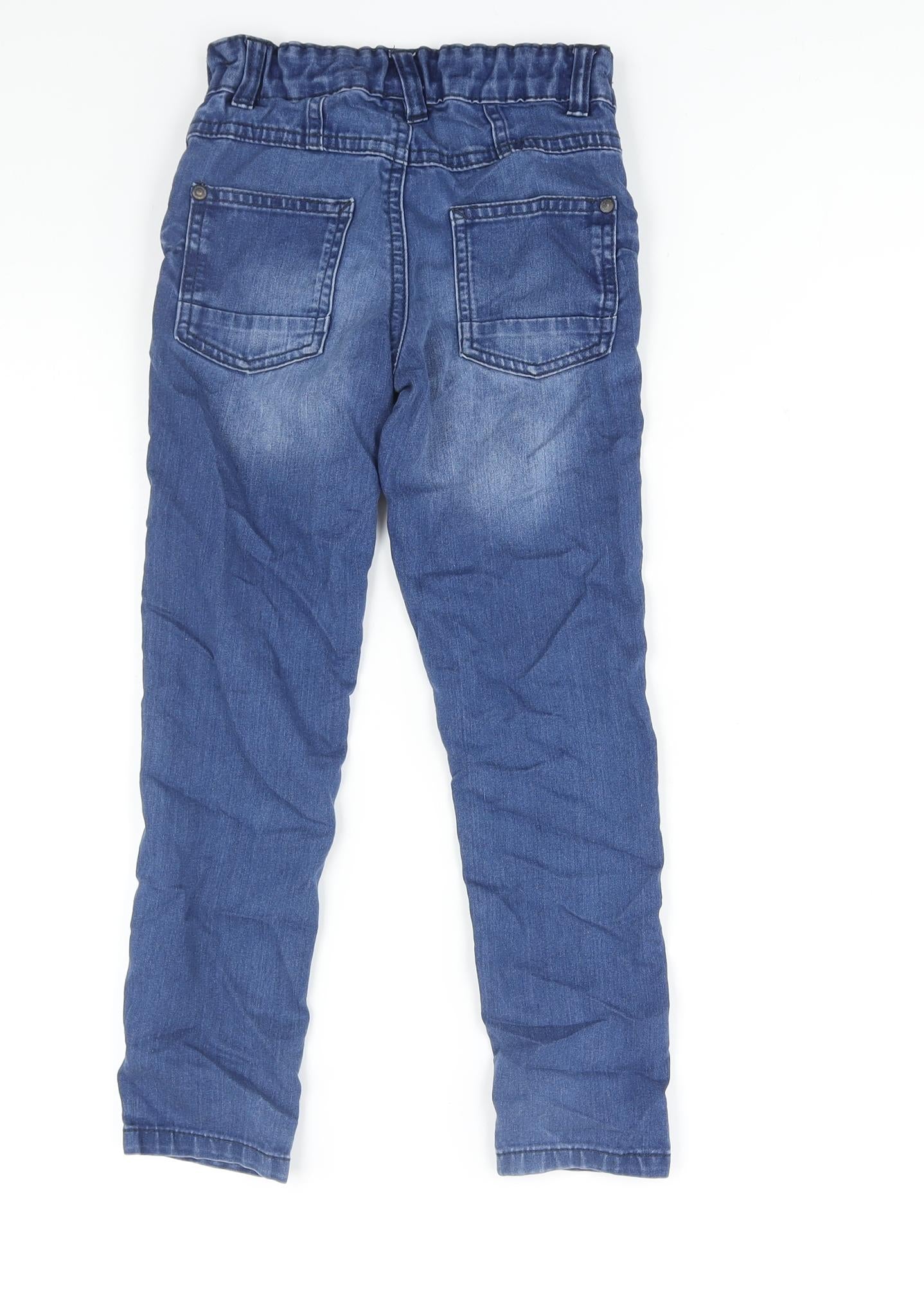 George Boys Blue Cotton Straight Jeans Size 5-6 Years L23 in Regular Zip
