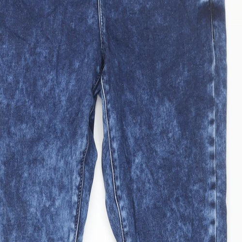 Topshop Womens Blue Cotton Skinny Jeans Size 32 in L34 in Regular Zip - Acid Wash